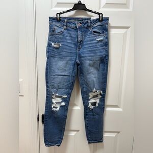 American Eagle Outfitters Blue Ripped Skinny Jeans
